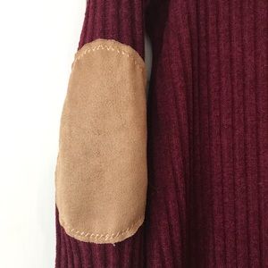 mts Dresses - Medium Dark Red Knit Dress with Suede Patches mts Dresses - Medium Dark Red Knit Dress with Suede Patches